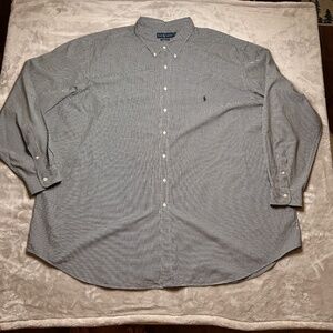 Ralph Lauren Classic Fit Oxford Shirt Mens 5XLT Black Gingham Check Button Down